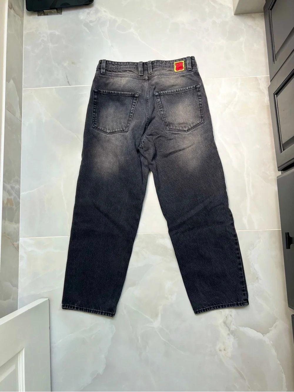 Men's Black Washed Jeans - Unbranded